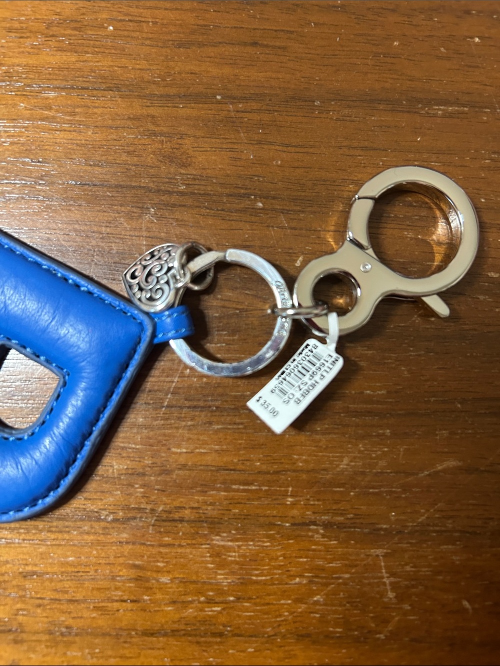 Brighton Blue Leather Keyring with Silver Accents - Picture 3 of 8